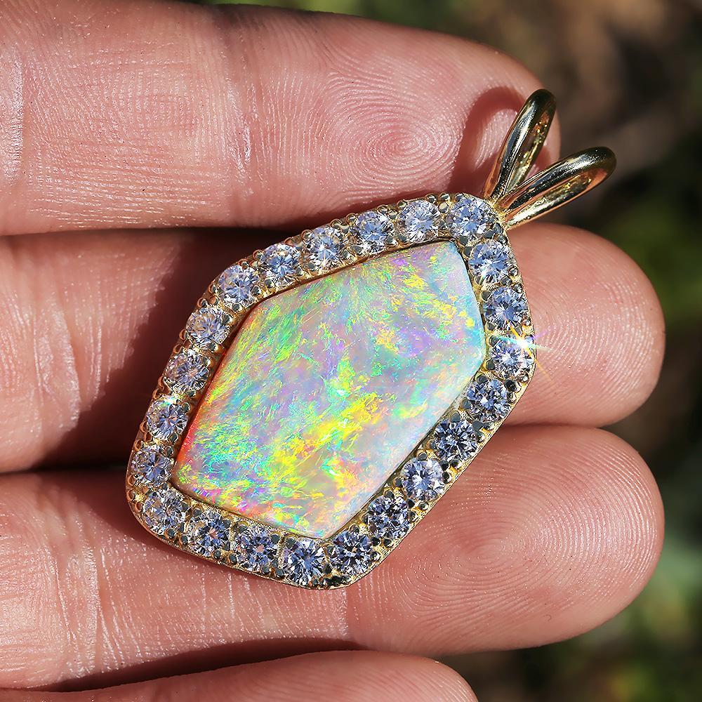 Vibrant Opal Necklace - Solid Gold Pendant - Australian Opal Doublet - -  Linda Blackbourn Jewelry